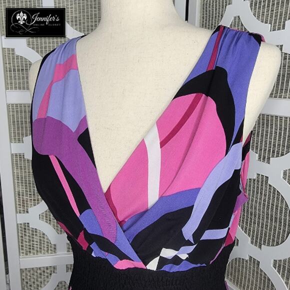 Rabbit Rabbit Rabbit Designs Women's Geometric V Neck Sleeveless Dress Size 8 - Picture 2 of 10